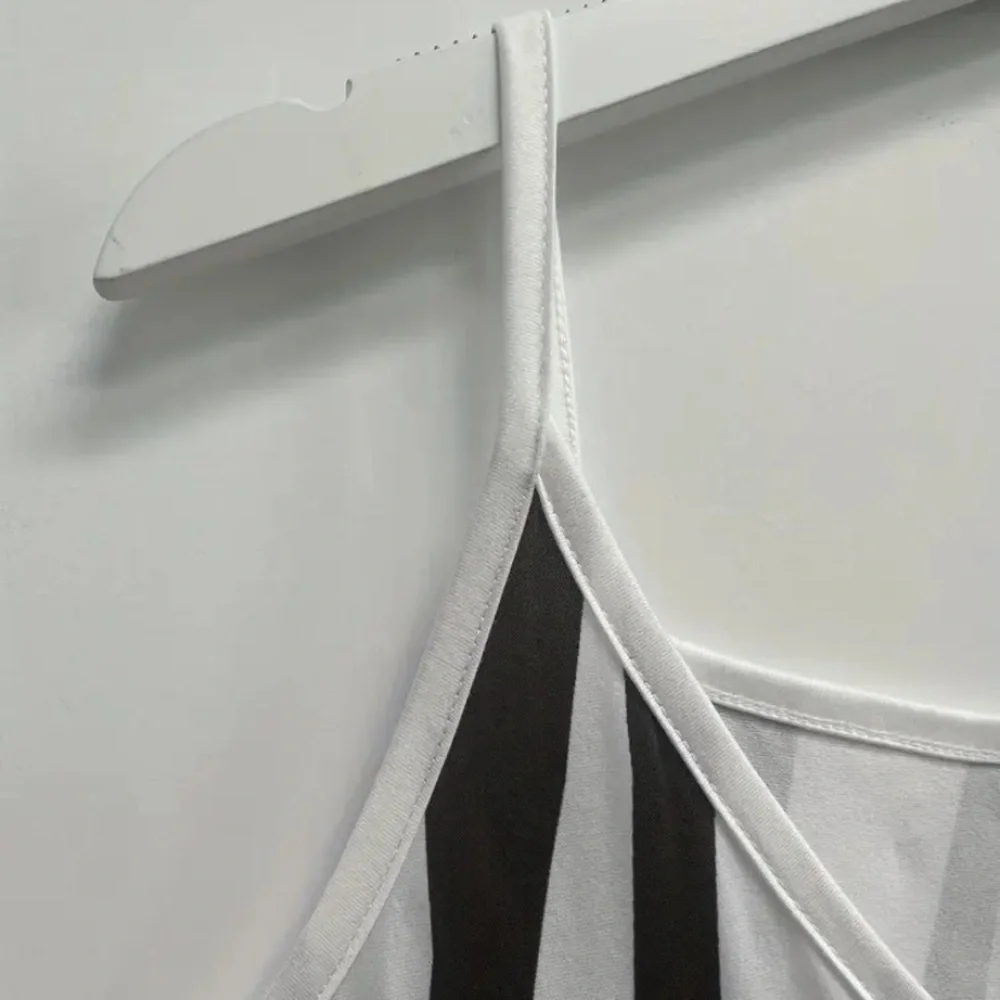 New Abstract Geo Print Maxi Dress Sleeveless Spaghetti Strap Black White Stripe - Picture 5 of 9